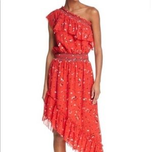 Joie Asymetrical red floral dress, Sz M